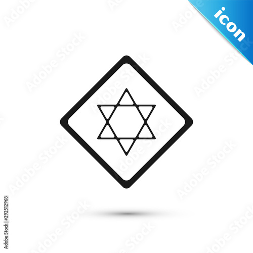 Black Star of David icon isolated on white background. Jewish religion symbol. Symbol of Israel. Vector Illustration