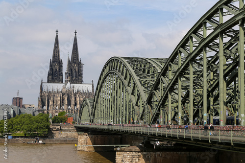 Hohenzollern Bridge and Cologne Cathedral in Cologne, Germany photo