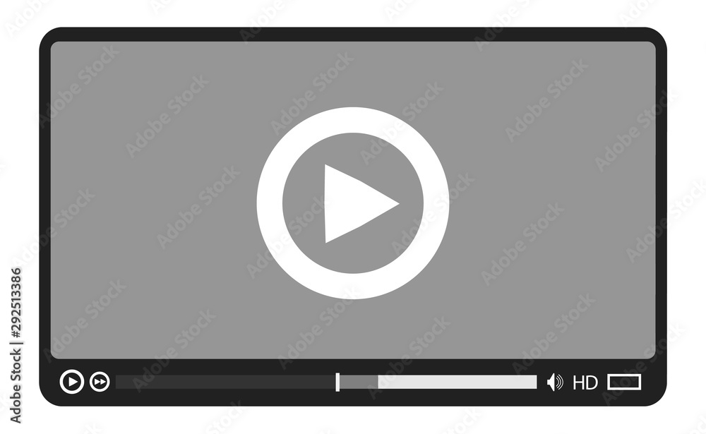 Video media player.Interface for web and mobile apps.Vector illustration,EPS10.