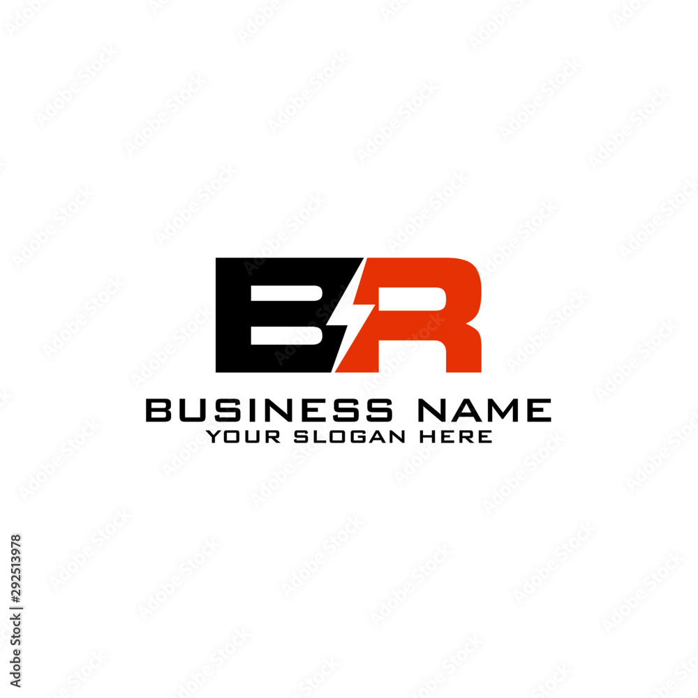 Fototapeta premium BR Initial logo concept with electric template vector