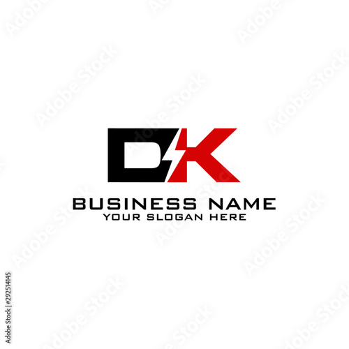 DK Initial logo concept with electric template vector