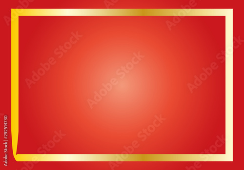 Fondo rojo navideño con marco dorado.