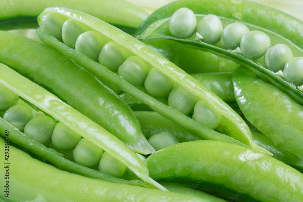 green peas pods close-up background green peas pods close-up background