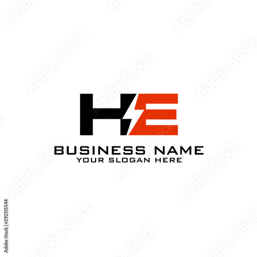 HE Initial logo concept with electric template vector