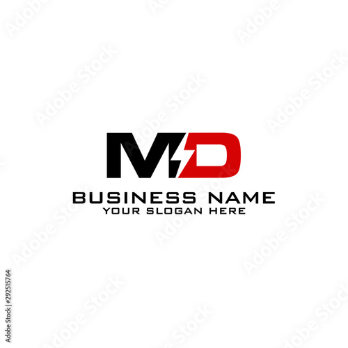 MD Initial logo concept with electric template vector