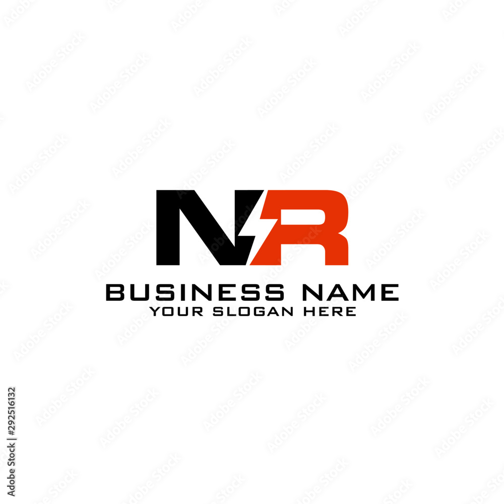 NR Initial logo concept with electric template vector
