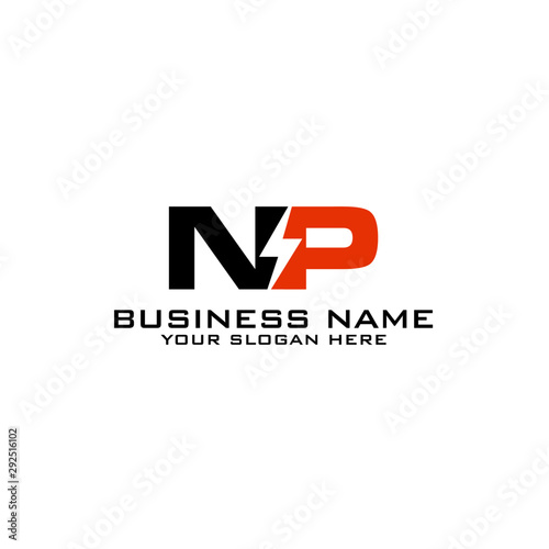 NP Initial logo concept with electric template vector