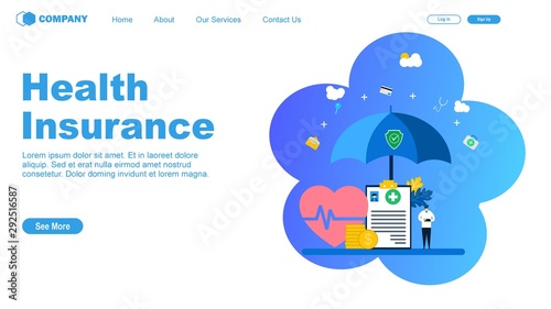 Health insurance with Tiny People Character Concept Vector Illustration, Suitable For web landing page,Wallpaper, Background, Card, banner,Book Illustration