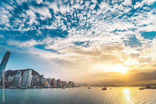 Canvas Print Hong Kong Victoria Harbor view in day time