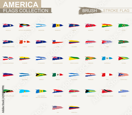Vector grunge brush stroke flag collection of America.