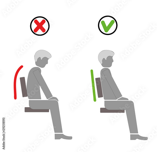 sit right correct posture. flat design. vector illustration.