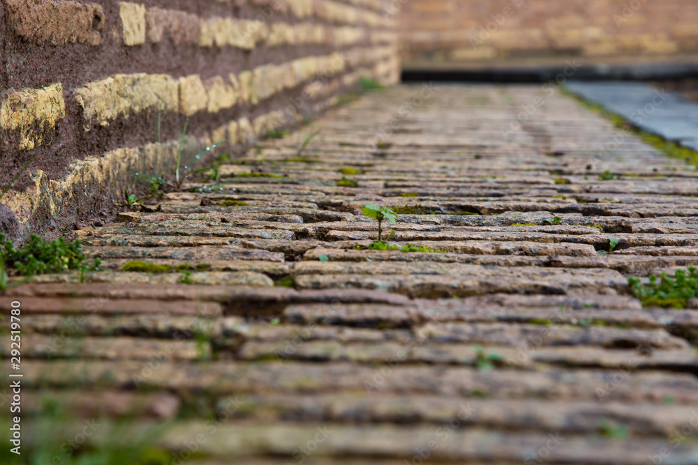 Ancient brickwork in the Castle of St. angel. Selective focus. Close up. Rome, Italy