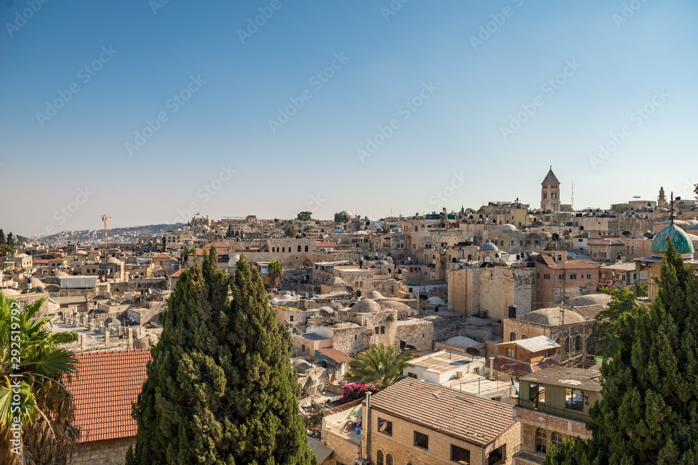 panoramic view roofs of jerusalem old city
