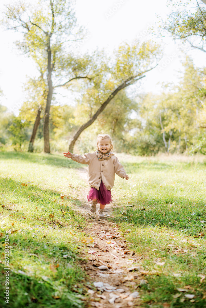 adorable little girl in the beauty autumn park adorable little girl in the beauty autumn park