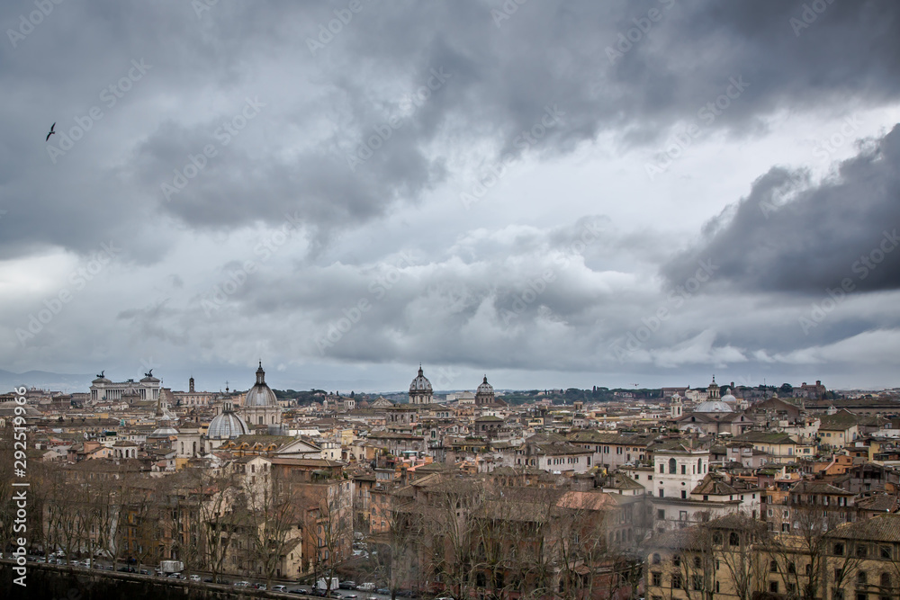 View of winter Rome from the observation deck at the Castle of St. Angel. Rome. Italy