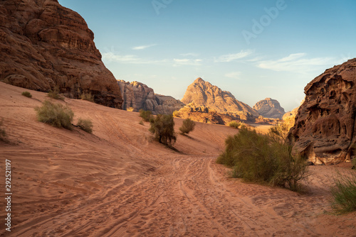 road in the mountains desert wadi rum jordan