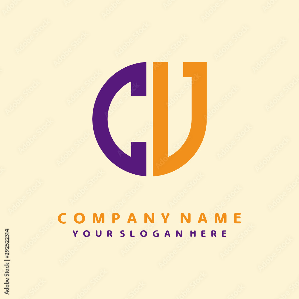 initial letter CV logo purple, orange. Monogram Vector Logo initial letter CV logo purple, orange. Monogram Vector Logo