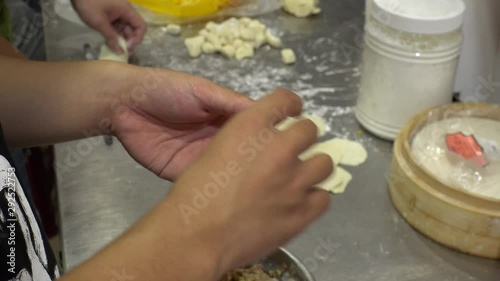 View of cooking Chinese food, “Xiaolongbao”. It is a type of Chinese steamed bun. Also known as dumplings, mantou and dim sum. photo