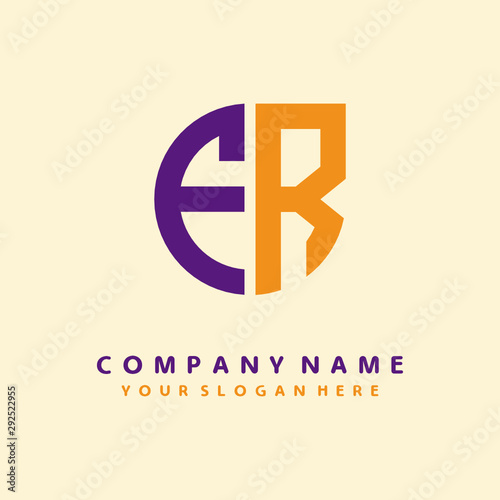 initial letter FR logo purple, orange. Monogram Vector Logo