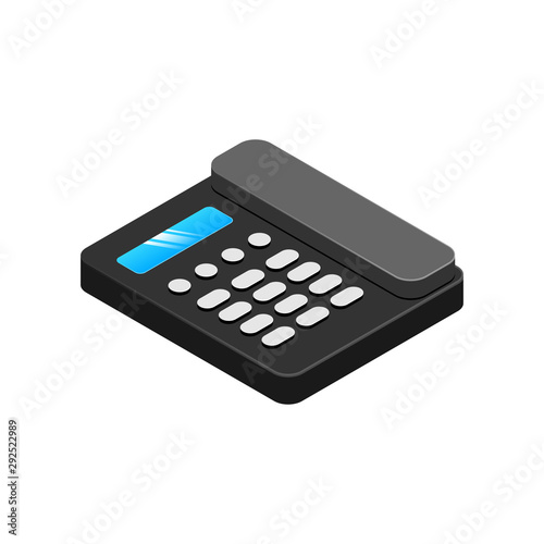 Isometric black telephone icon. 3d Landline phone