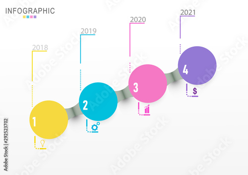 Infographic background with 4 steps timetine for presentation or web.
