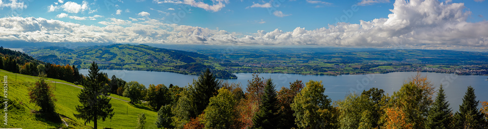 view of Luzern and lake Luzern from mount Rigi