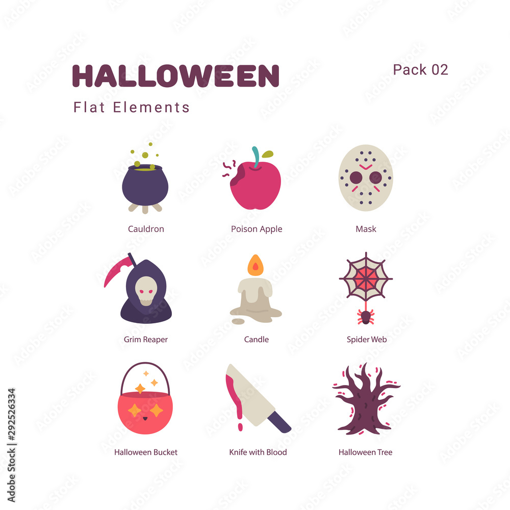 Halloween illustration elements flat icons design