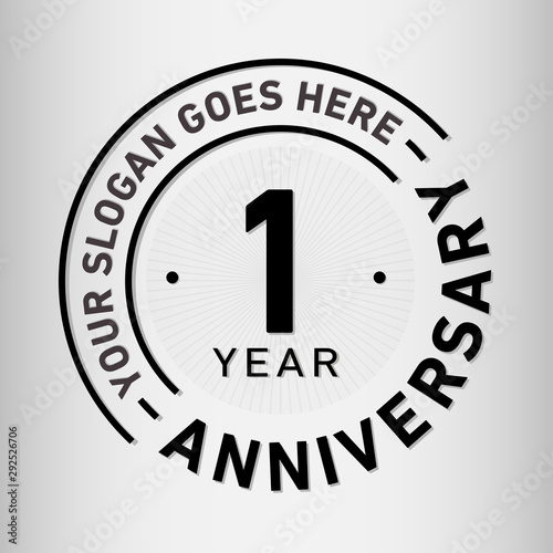 1 year anniversary logo template. One year celebrating logotype. Vector and illustration.