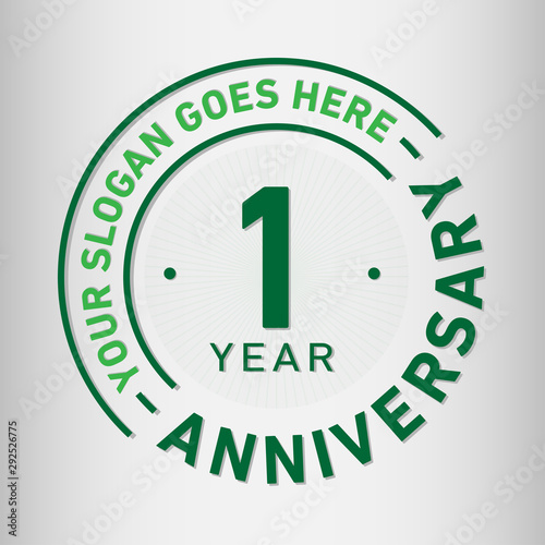 1 year anniversary logo template. One year celebrating logotype. Vector and illustration.