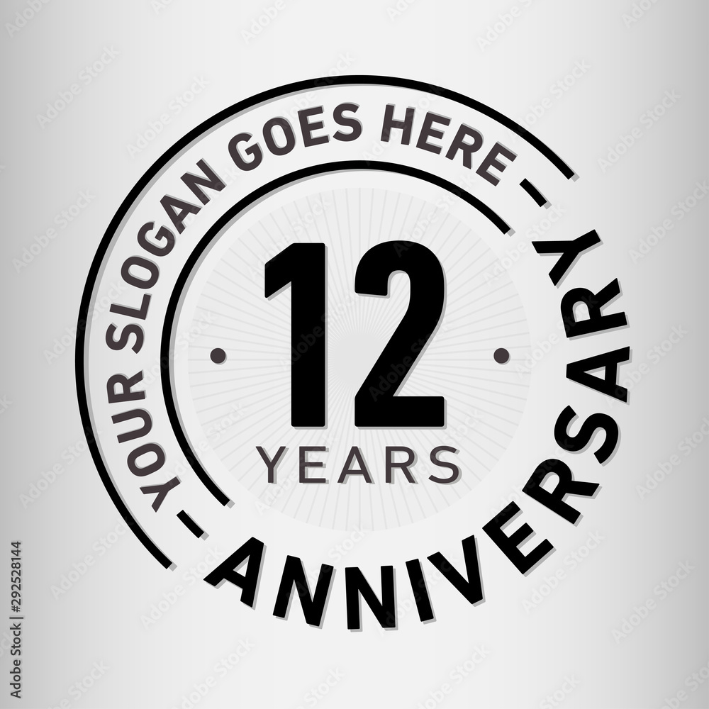 12 years anniversary logo template. Twelve years celebrating logotype. Vector and illustration.