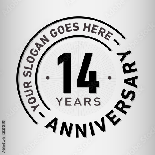 14 years anniversary logo template. Fourteen years celebrating logotype. Vector and illustration.