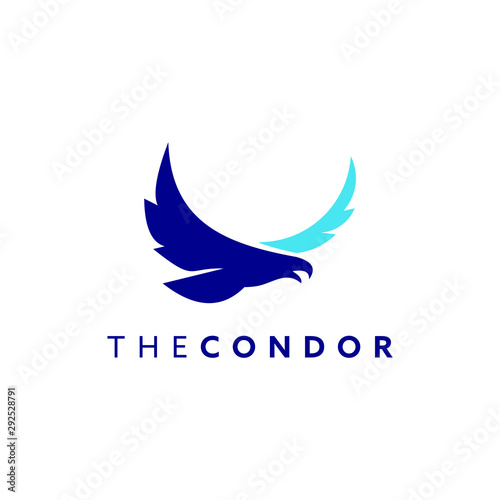 condor logo simple flying abstract bird vector for business or animal graphic design template photo