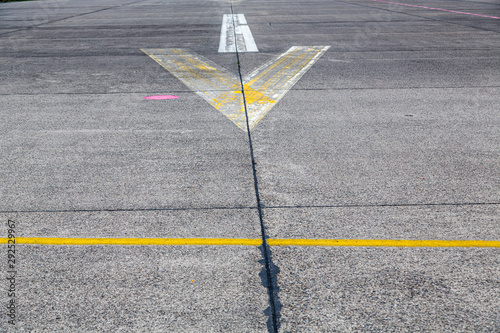 Photography road marking and signs on an old airstrip