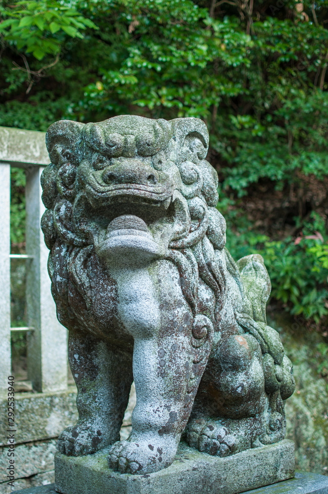 Guardian lion dog at a Japanese shrine