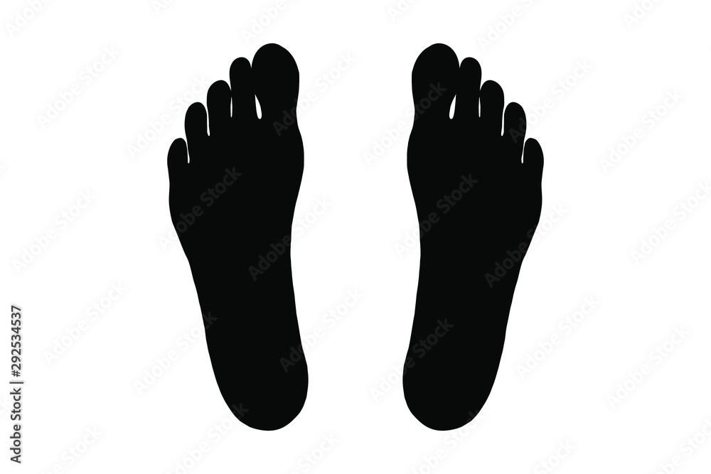 silhouette of foot on a white background isolate. eps10 vector illustration. hand drawing silhouette of foot on a white background isolate. eps10 vector illustration. hand drawing