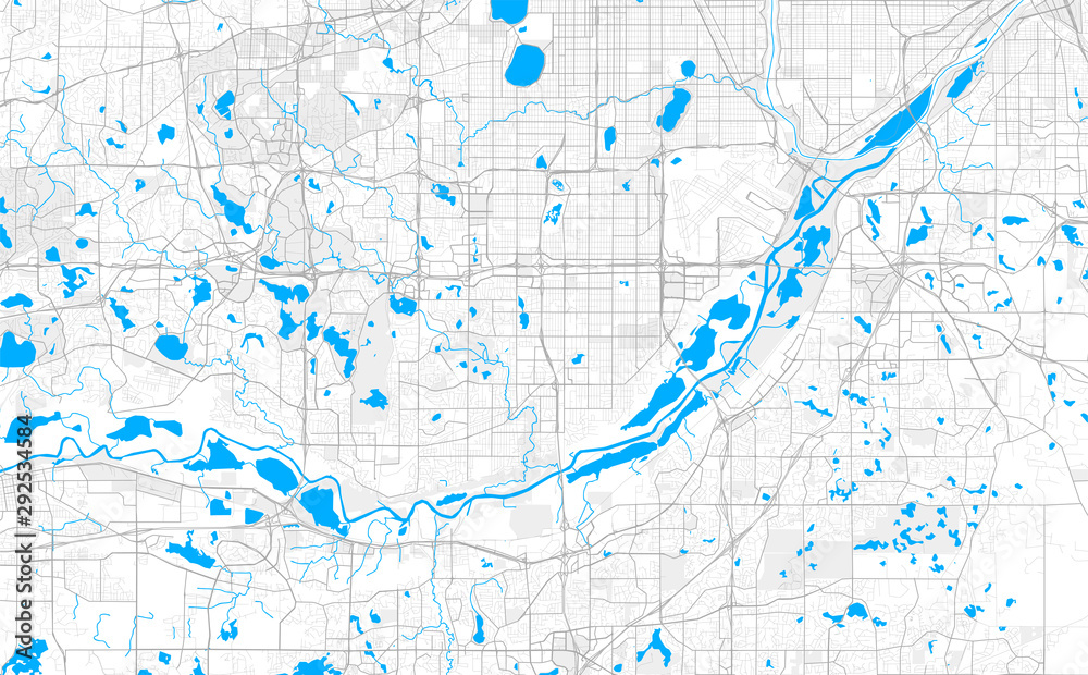 Rich detailed vector map of Bloomington, Minnesota, USA