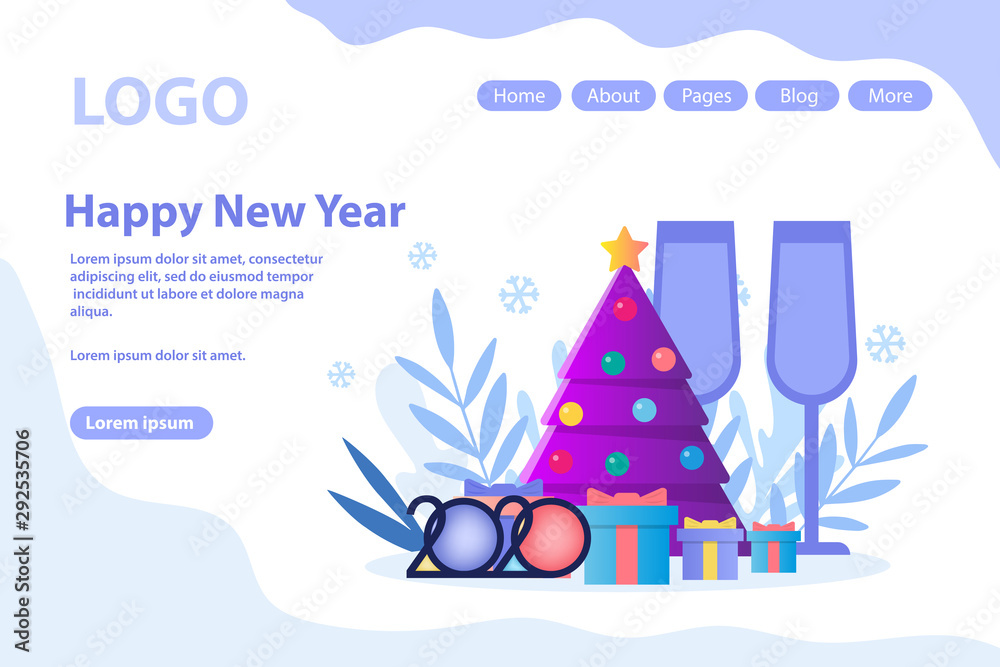 New Year celebrating, Christmas greeting, decorated tree.Flat vector illustration isolated on white background. Can use for web banner, infographics, web page. New Year celebrating, Christmas greeting, decorated tree.Flat vector illustration isolated on white background. Can use for web banner, infographics, web page.