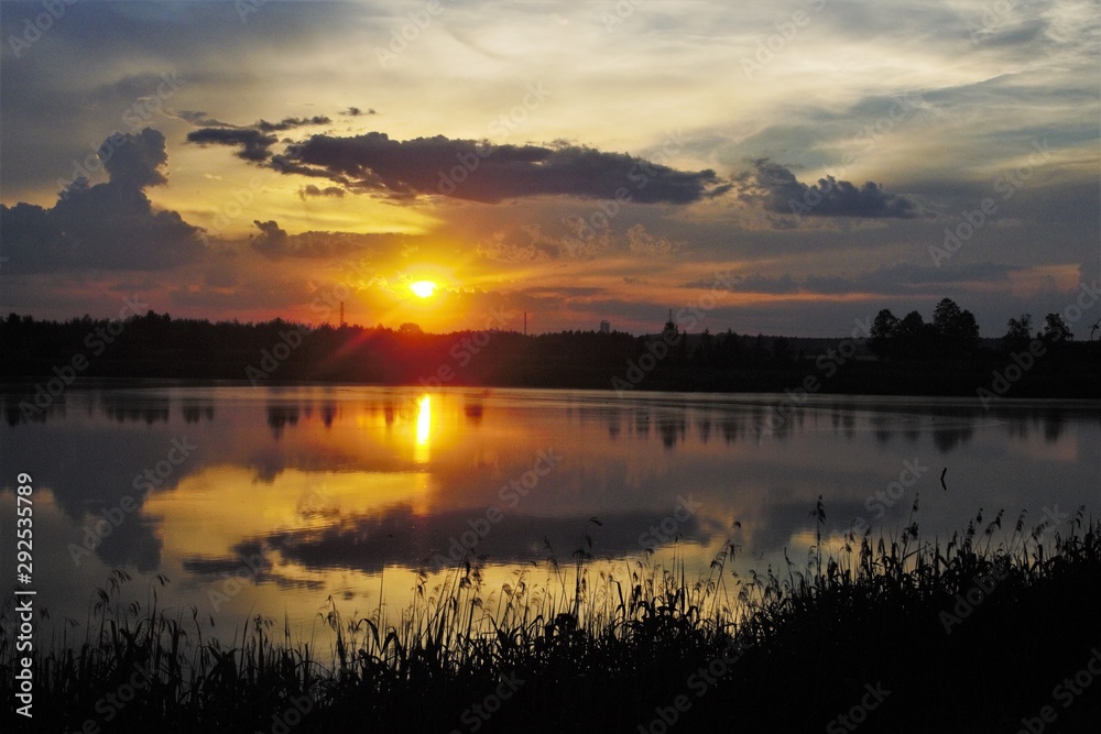 evening landscape on the lake