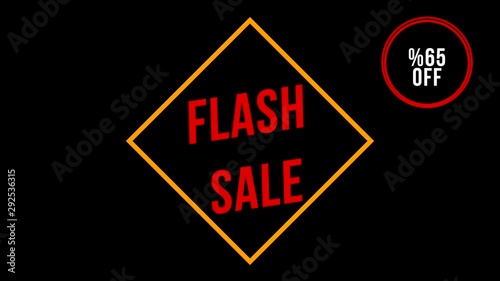 Flash Sale %65 Off title animation with black background