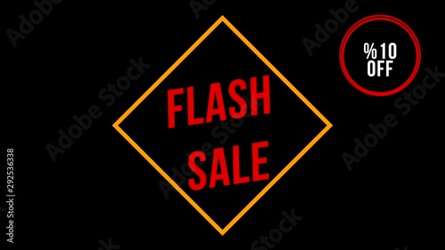 Flash Sale %10 Off title animation with black background