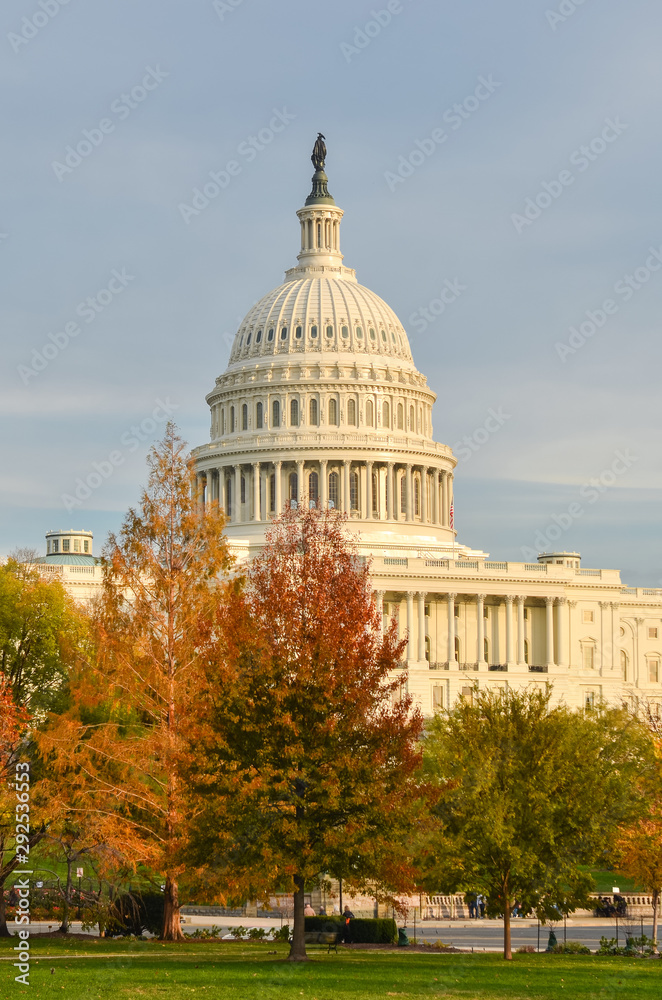 U.S. Capitol Building in autumn foliage - Washington D.C. United States of America