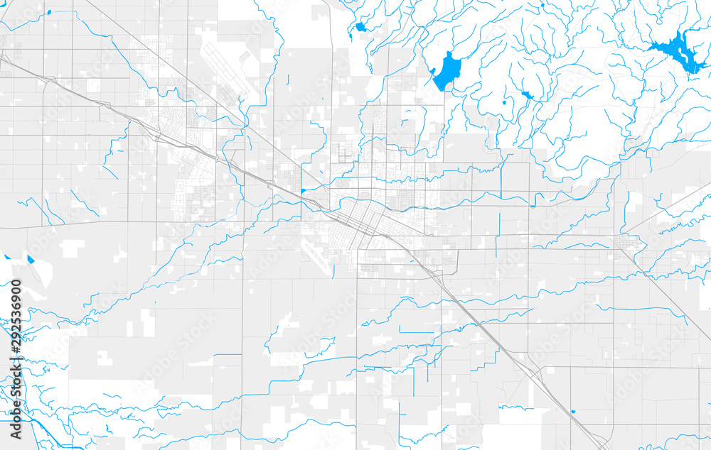 Rich detailed vector map of Merced, California, USA