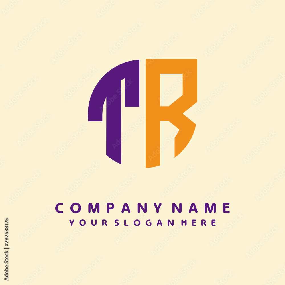 Obraz premium initial letter TR logo purple, orange. Monogram Vector Logo