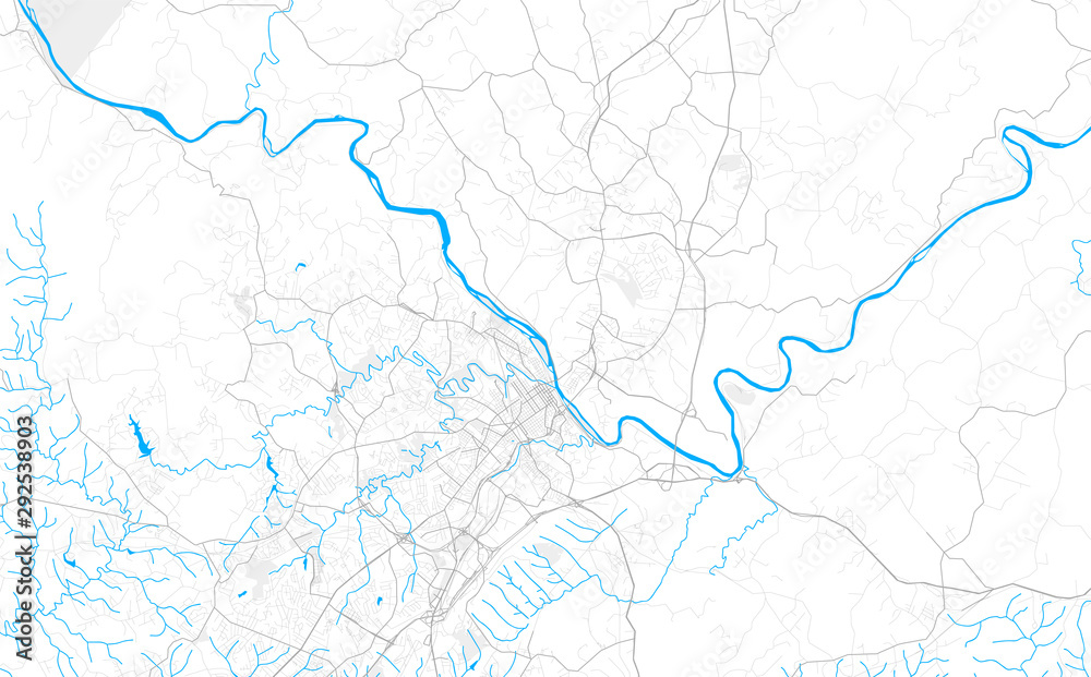 Rich detailed vector map of Lynchburg, Virginia, USA