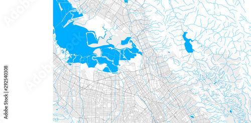Rich detailed vector map of Milpitas, California, USA