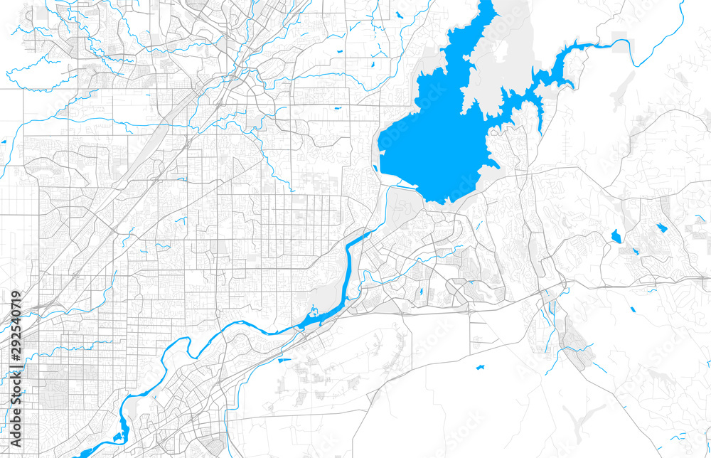 Rich detailed vector map of Folsom, California, USA