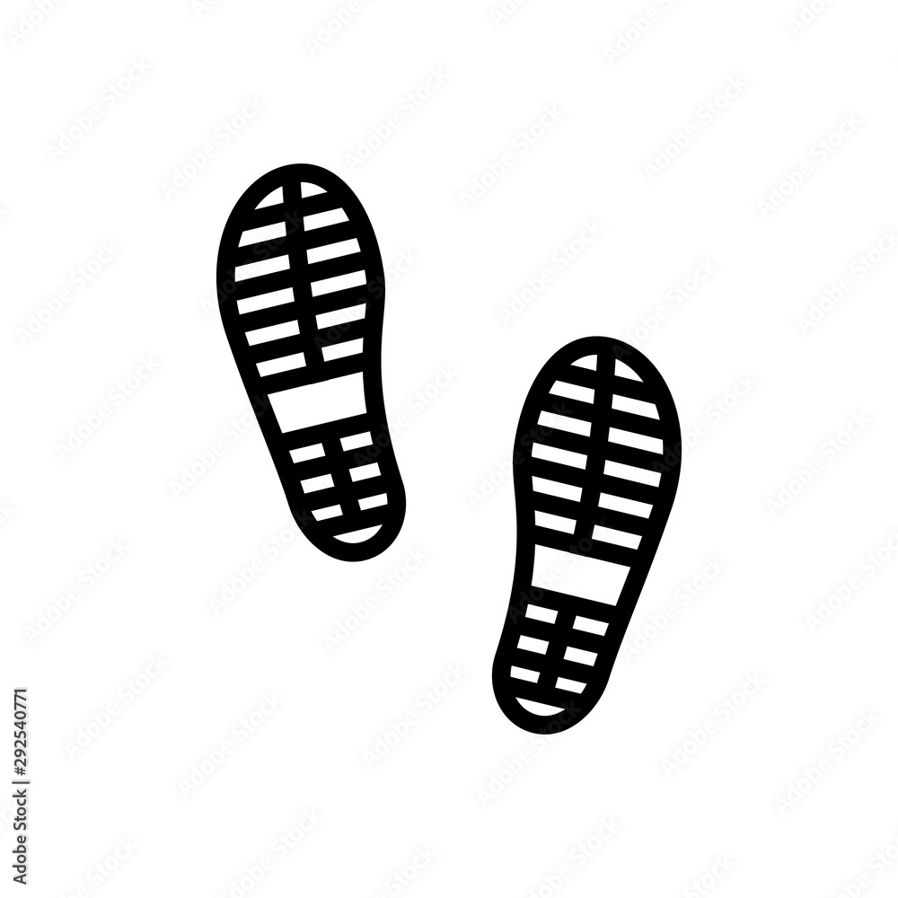 Boot footsteps icon or footprint silhouette Boot footsteps icon or footprint silhouette