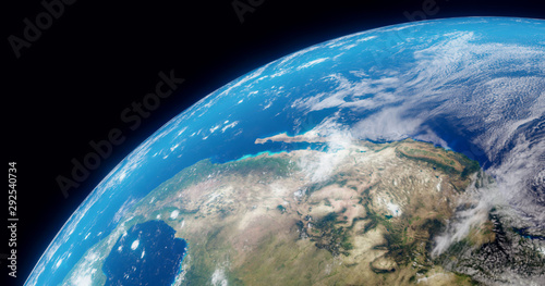 Fototapeta Naklejka Na Ścianę i Meble -  The Earth globe from Space. High Resolution Planet Earth view. 3d realistic render Illustration. Elements of this image are furnished by NASA.