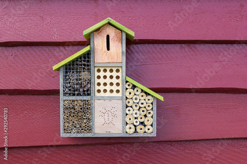 View to an insect house in the garden