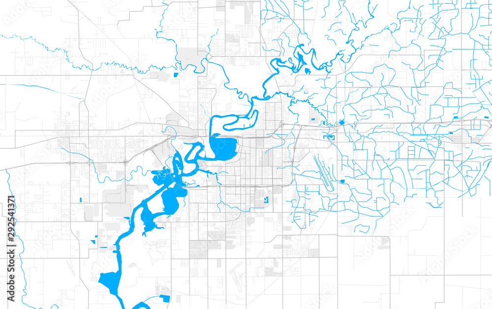 Fototapeta Rich detailed vector map of Lake Charles, Louisiana, USA